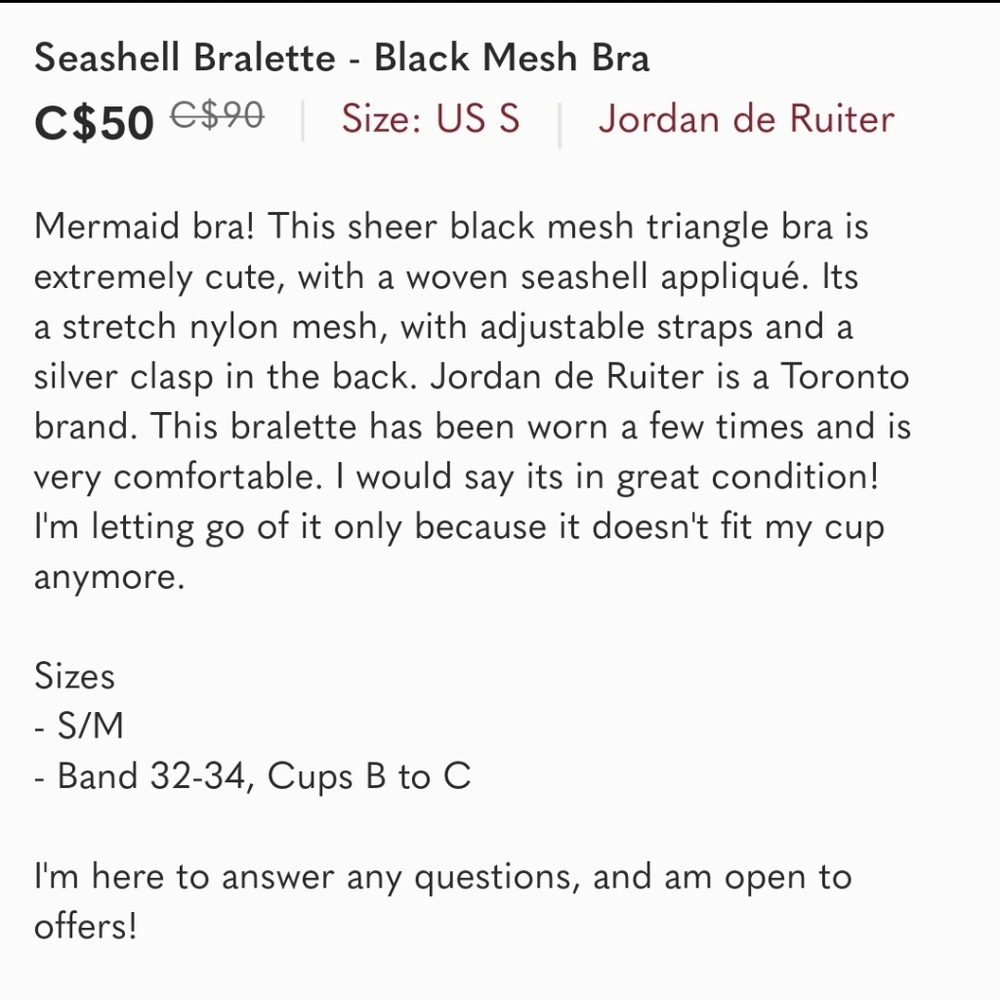 Seashell Black Mesh Bralette - Picture 6 of 6